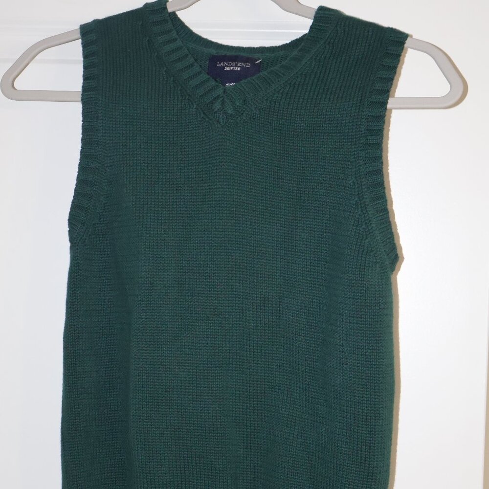 Lands’ End Drifter Sweater Vest Dark Green Medium
